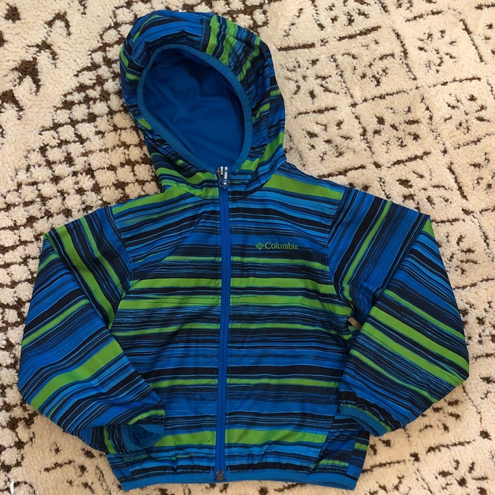 🔥🔥Columbia Vibrant Blue and Green Striped Jacket kids 4t